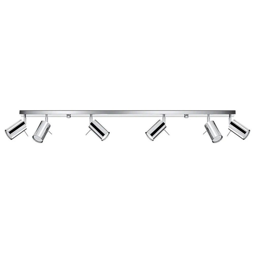 Loftlamper|Spotlights ^ SOLLUX LIGHTING Loftspot Round, krom, 6 lyskilder lineær