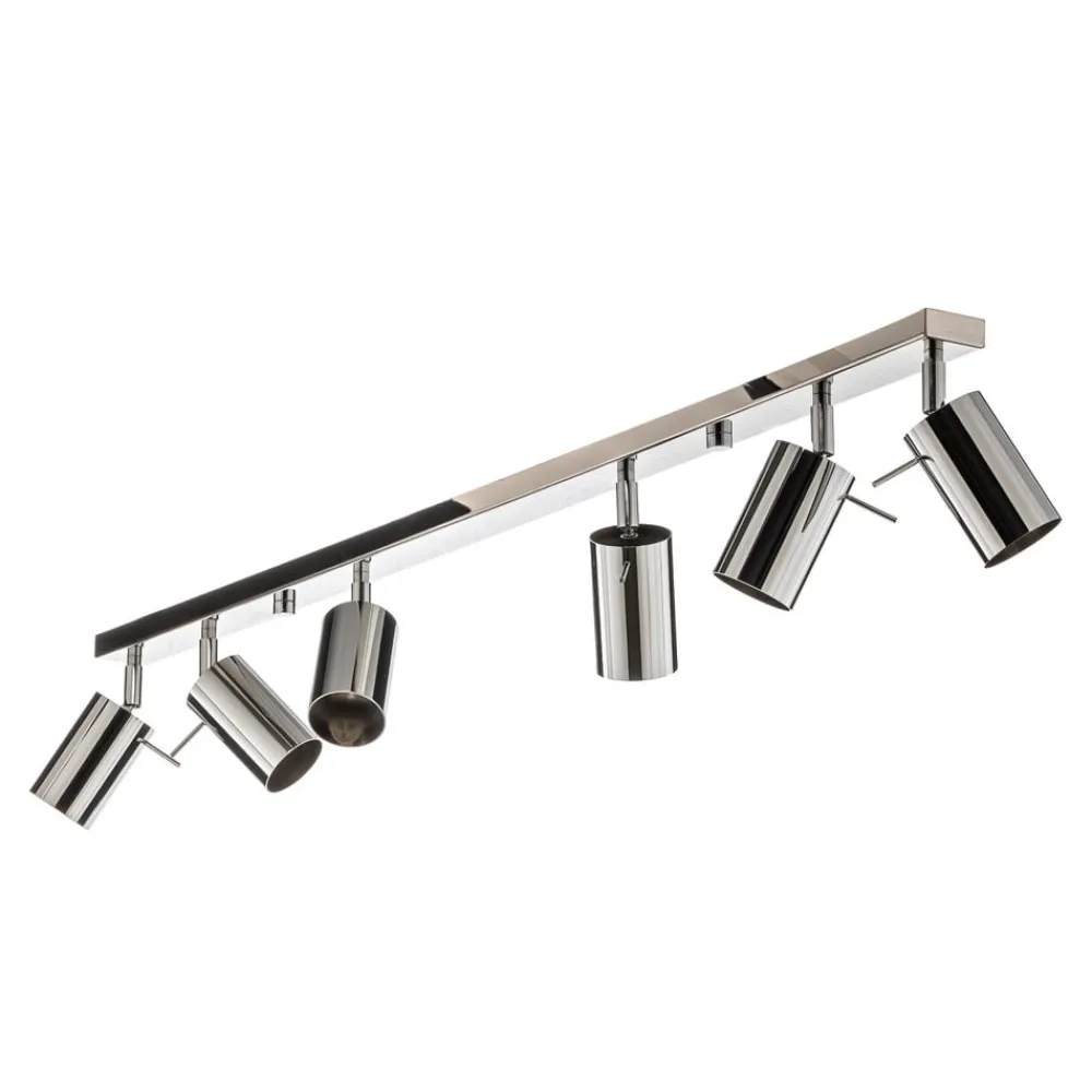 Loftlamper|Spotlights ^ SOLLUX LIGHTING Loftspot Round, krom, 6 lyskilder lineær