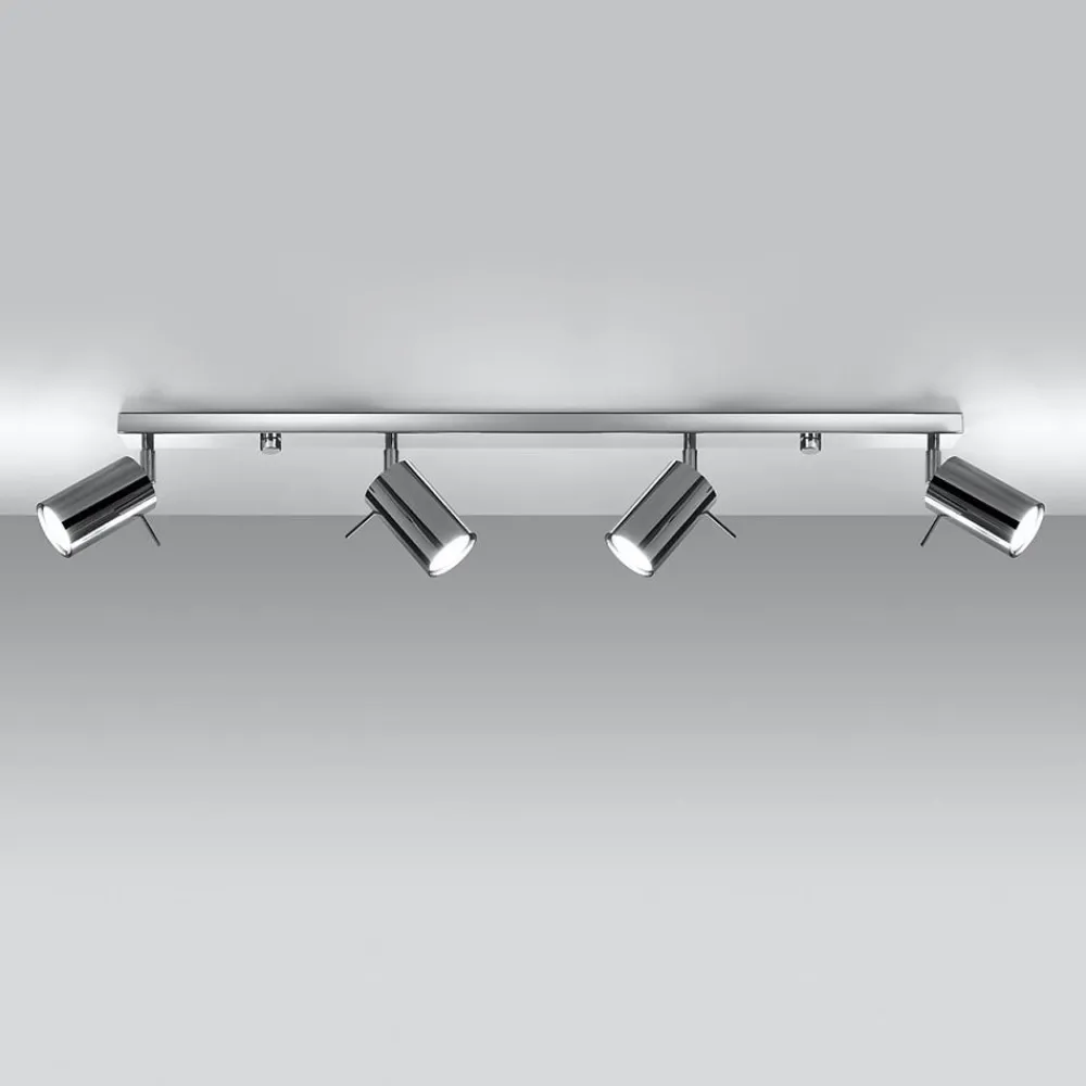SOLLUX LIGHTING Loftlamper|Spotlights > Loftspot Round, krom, 4 lyskilder lineær