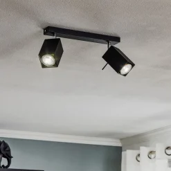 SOLLUX LIGHTING Loftlamper|Spotlights > Loftspot Square, sort, 2 lyskilder