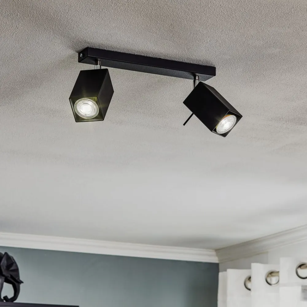 SOLLUX LIGHTING Loftlamper|Spotlights > Loftspot Square, sort, 2 lyskilder