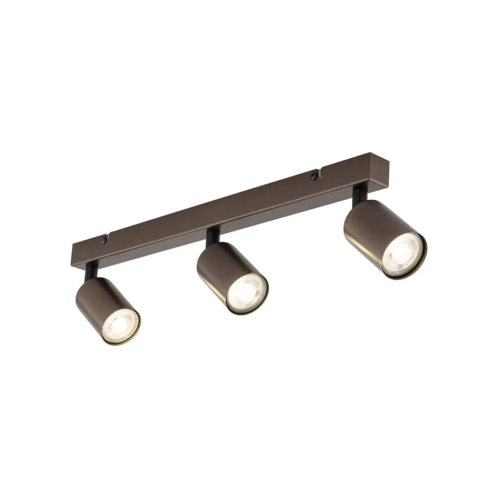 TK Lighting Loftlamper|Spotlights > Loftspot Top, justerbar, brun, 3 lyskilder lineær