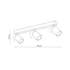 TK Lighting Loftlamper|Spotlights > Loftspot Top, justerbar, brun, 3 lyskilder lineær