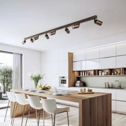 TK Lighting Loftlamper|Loftlamper > Loftspot Top, justerbar, brun, 8 lyskilder lineær