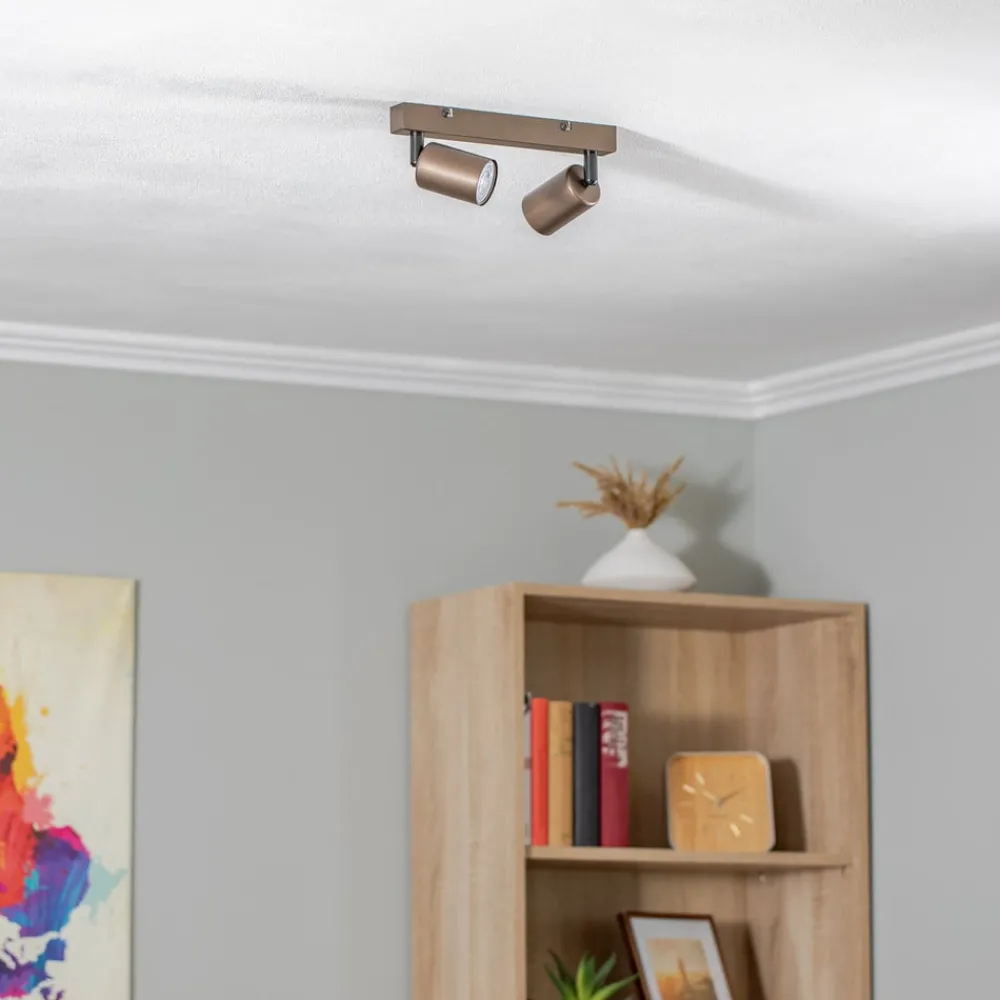 TK Lighting Gang|Loftlamper > Loftspot Top, justerbar, brun, 2 lyskilder lineær