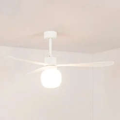 FARO BARCELONA Loftventilatorer > Loftventilator Amelia Ball, LED-lampe, hvid