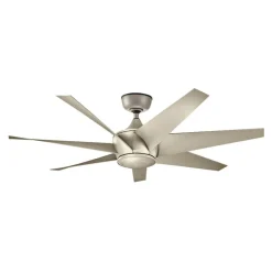 Loftventilatorer ^ KICHLER Loftventilator Lehr2, IP44, sølv antik, Ø 137 cm