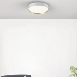 Loftlamper ^ LOOM DESIGN LED-loftlampe Lucia, hvid/guldfarvet Ø 60 cm