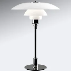 Bordlamper ^ Louis Poulsen bordlampe PH 3 1/2-2 1/2, krom/hvid, 47 cm