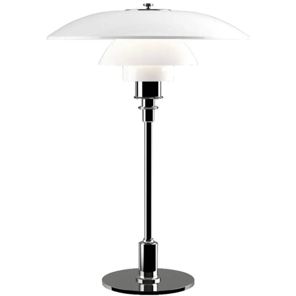 Bordlamper ^ Louis Poulsen bordlampe PH 3 1/2-2 1/2, krom/hvid, 47 cm