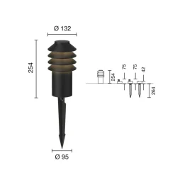 Louis Poulsen Sokkellamper|Udendørs Spot > Bysted 25 cm 3.000 K Jordspyd sort
