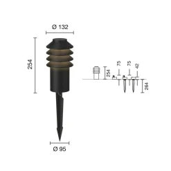 Sokkellamper|Udendørs Spot ^ Louis Poulsen Bysted, 25 cm, 4.000 K, jordspyd, sort