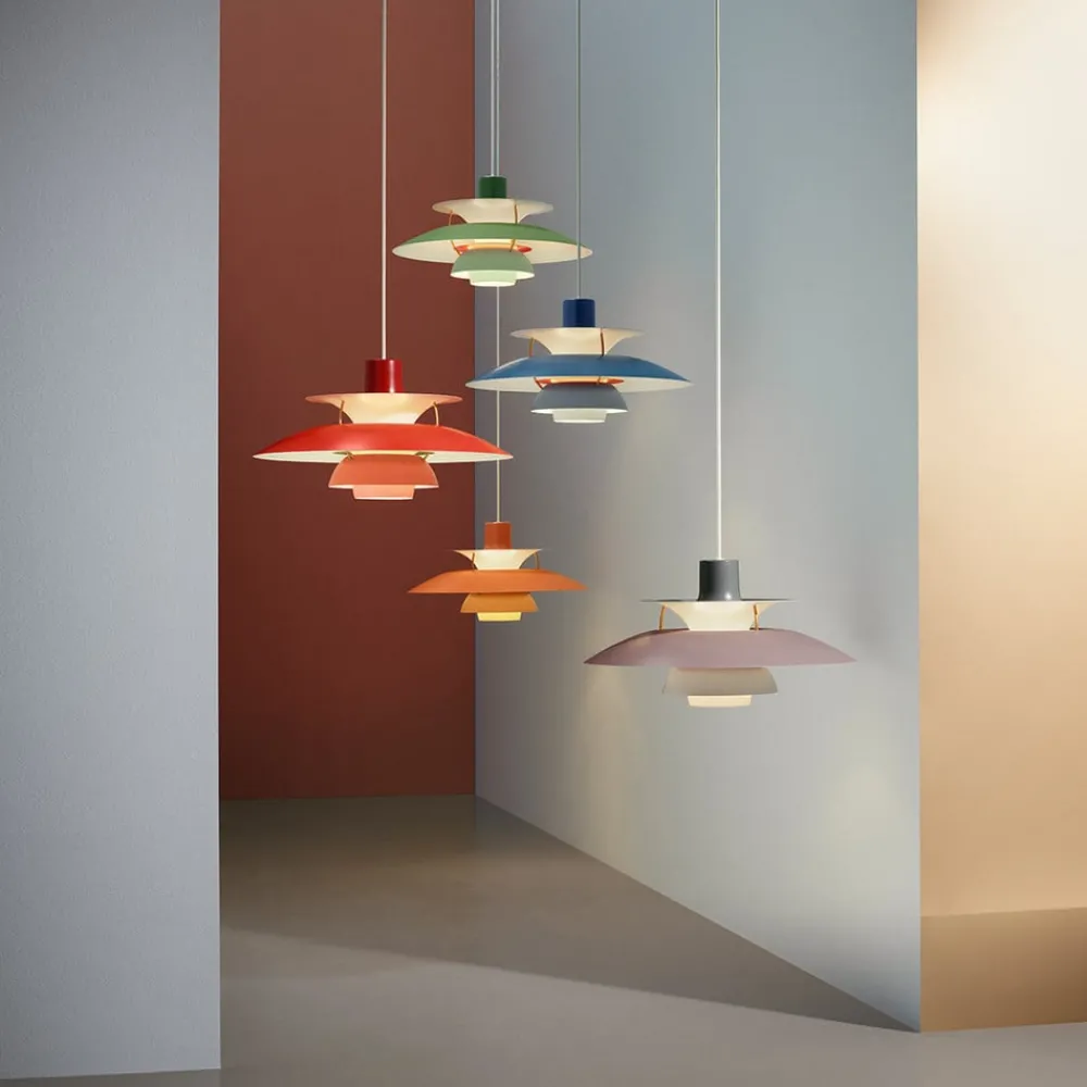 Pendellamper|Pendellamper ^ Louis Poulsen Designer-pendellampe PH 5, grå, Ø 50 cm
