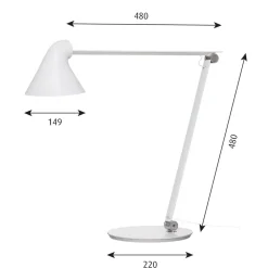 Bordlamper ^ Louis Poulsen NJP bordlampe, fod, 3.000 K mørkegrå