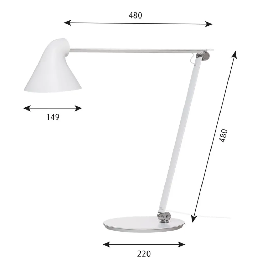 Bordlamper ^ Louis Poulsen NJP bordlampe, fod, 3.000 K mørkegrå