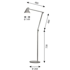Louis Poulsen Gulvlamper|Gulvlamper > NJP LED-gulvlampe, 2.700 K, lysegrå