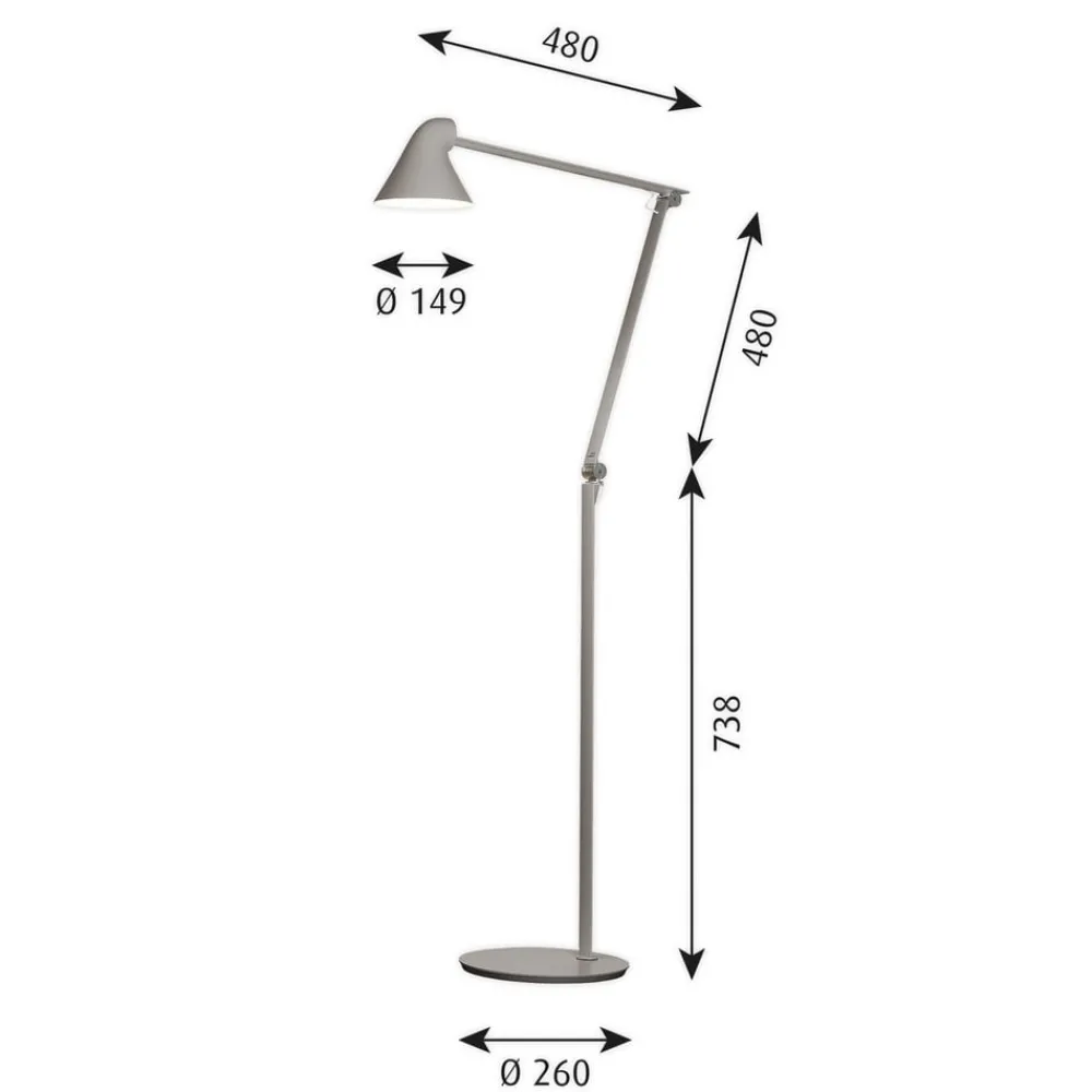 Louis Poulsen Gulvlamper|Gulvlamper > NJP LED-gulvlampe, 2.700 K, lysegrå