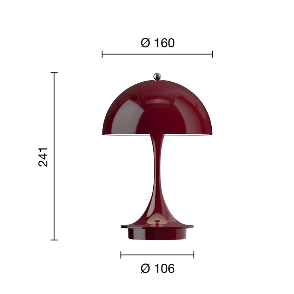 Dekorationsbelysning ^ Louis Poulsen Panthella PORTABLE 160 V3, uigennemsigtig burgunderrød