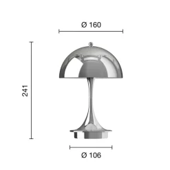 Dekorationsbelysning ^ Louis Poulsen Panthella PORTABLE 160 V3, kromfarvet
