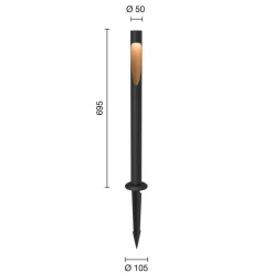 Louis Poulsen Gadebelysning > vejlampe Flindt 840 70 cm sort jordstik 24 V