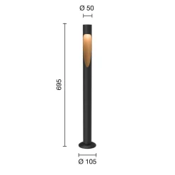 Louis Poulsen Gadebelysning > vejlampe Flindt, 940 sort 70 cm fod 24 V