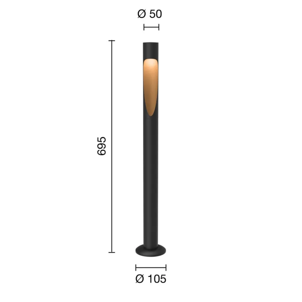 Louis Poulsen Gadebelysning > vejlampe Flindt, 940 sort 70 cm fod 24 V
