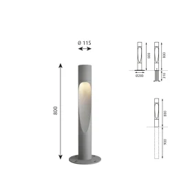 Louis Poulsen Gadebelysning > Vejlampe, 3.000K Ra80 aluminium 80cm dæmpbar base