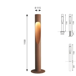 Louis Poulsen Gadebelysning > Vejlampe 830 rust 110cm dæmpbar sokkel jordforbindelse