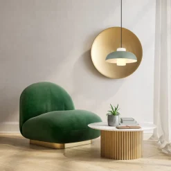 Gang|Pendellamper ^ Globo Lowe pendellampe, mat grøn, Ø 38 cm, metal