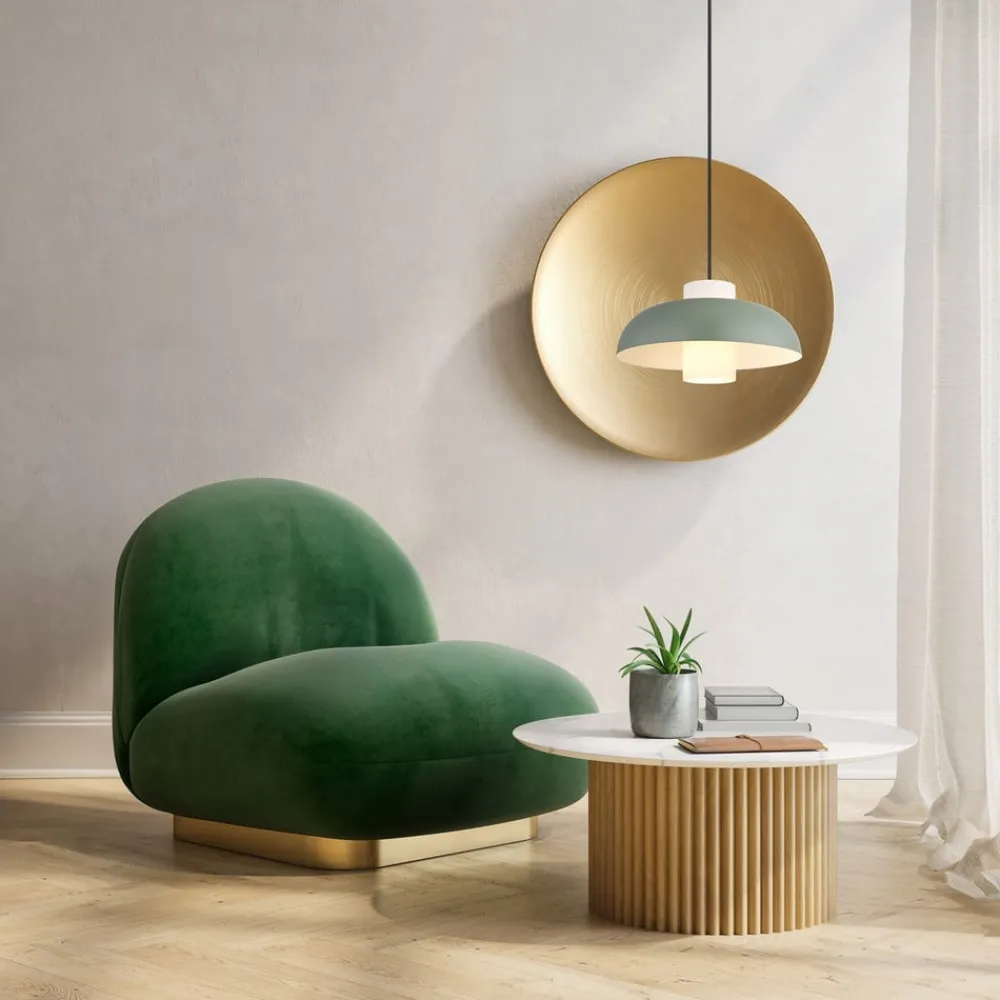 Gang|Pendellamper ^ Globo Lowe pendellampe, mat grøn, Ø 38 cm, metal