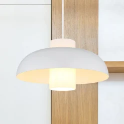 Gang|Pendellamper ^ Globo Lowe pendellampe, mat hvid, Ø 38 cm, metal