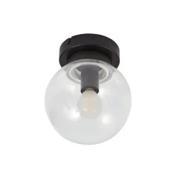 Loftlamper ^ Lucande Badolo loftslampe, sort, glas, Ø 15 cm, IP44