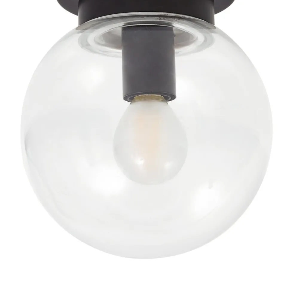 Loftlamper ^ Lucande Badolo loftslampe, sort, glas, Ø 15 cm, IP44