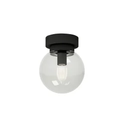 Loftlamper ^ Lucande Badolo loftslampe, sort, glas, Ø 15 cm, IP44