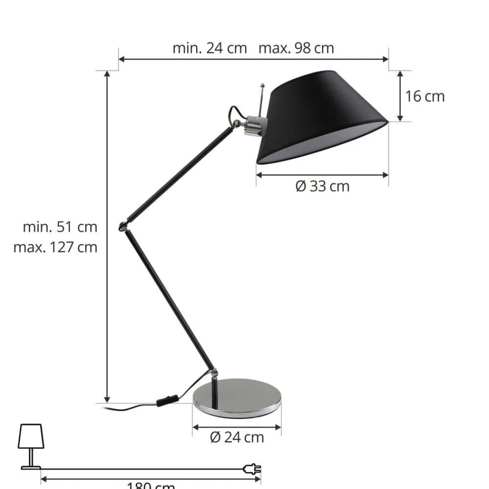 Bordlamper ^ Lucande bordlampe Dansari, sort, metal, justerbar