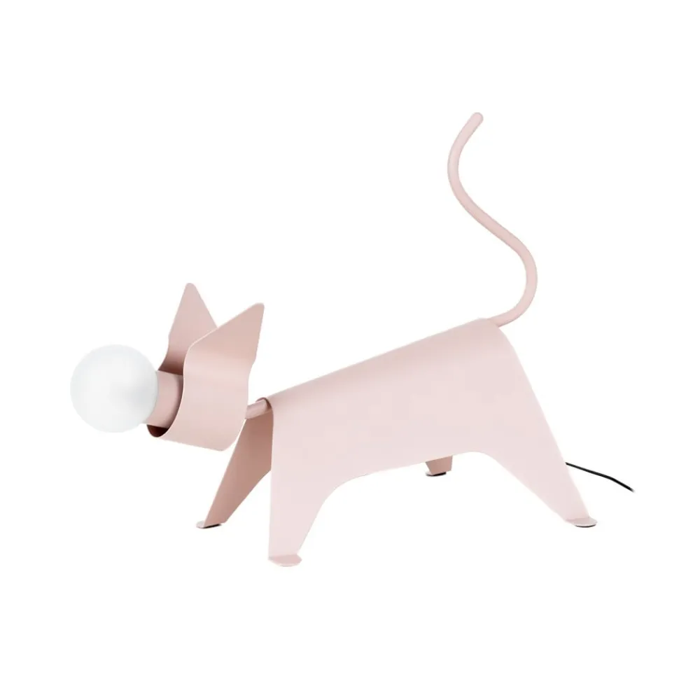 Bordlamper ^ Lucande bordlampe Idalina, kat, pink, jern, 38 cm