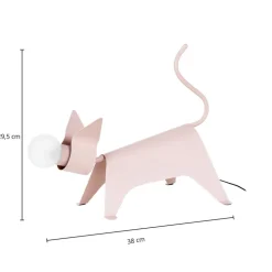 Bordlamper ^ Lucande bordlampe Idalina, kat, pink, jern, 38 cm