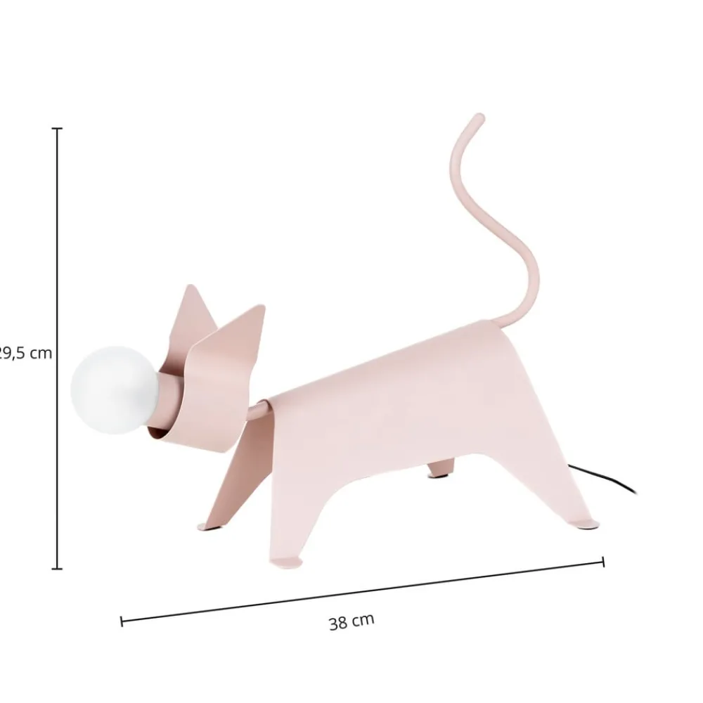 Bordlamper ^ Lucande bordlampe Idalina, kat, pink, jern, 38 cm
