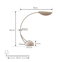 Lucande Pendellamper|Bordlamper > bordlampe Rivera, beige, metal, sten, 51 cm, G9