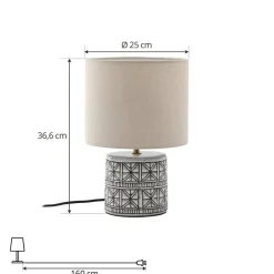Bordlamper ^ Lucande bordlampe Thalorin, 36,5 cm, sort/hvid, keramik