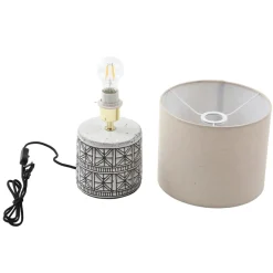 Bordlamper ^ Lucande bordlampe Thalorin, 36,5 cm, sort/hvid, keramik