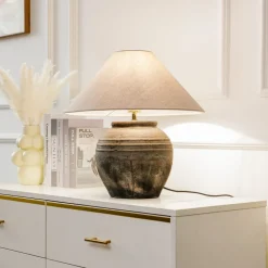 Lucande Bordlamper > bordlampe Thalorin, højde 46 cm, grå, keramik