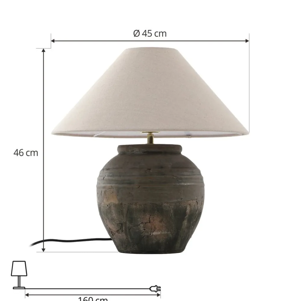 Lucande Bordlamper > bordlampe Thalorin, højde 46 cm, grå, keramik