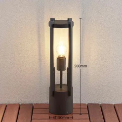 Terrassebelysning|Sokkellamper ^ Lucande Brienne sokkellampe, 50 cm, antracit, metal