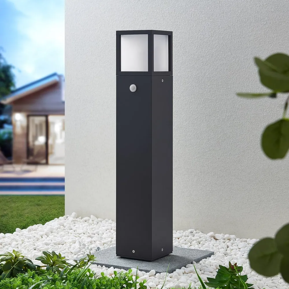 Gadebelysning Med Sensor|Terrassebelysning ^ Lucande Dewari vejlampe, bevægelsessensor, E27, 65 cm, IP54