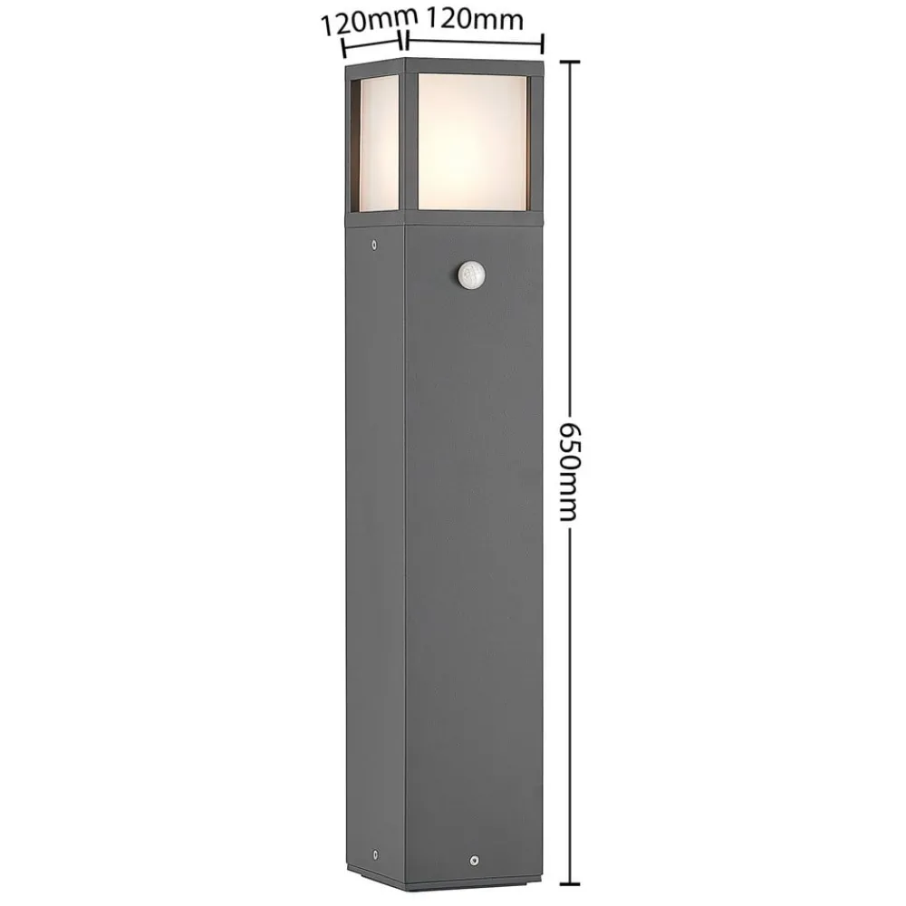 Gadebelysning Med Sensor|Terrassebelysning ^ Lucande Dewari vejlampe, bevægelsessensor, E27, 65 cm, IP54