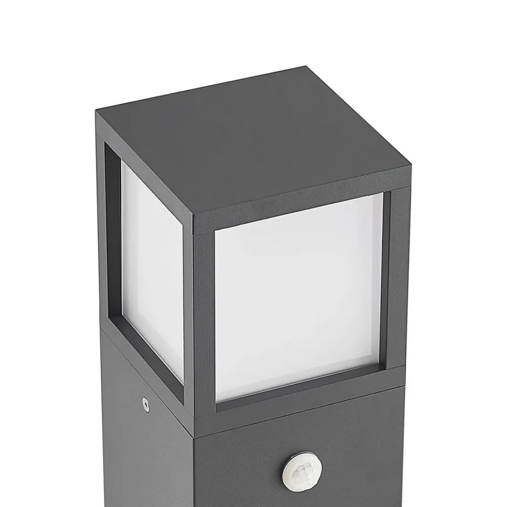 Gadebelysning Med Sensor|Terrassebelysning ^ Lucande Dewari vejlampe, bevægelsessensor, E27, 65 cm, IP54