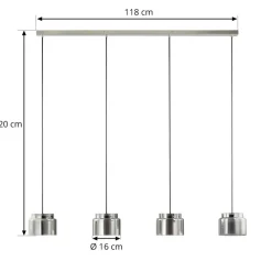 Pendellamper|Pendellamper ^ Lucande Diano hængelampe, røggrå, version med 4 lyskilder