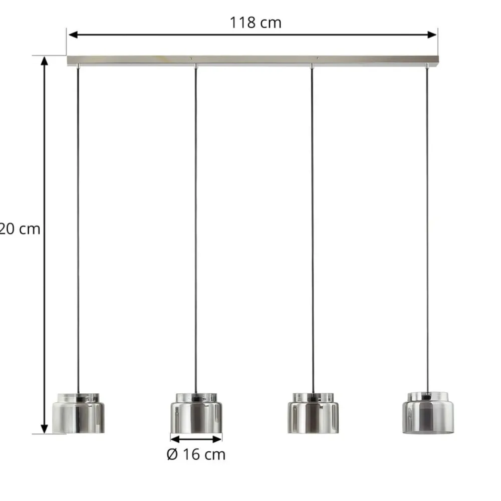 Pendellamper|Pendellamper ^ Lucande Diano hængelampe, røggrå, version med 4 lyskilder