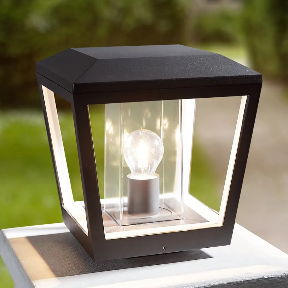 Lucande Sokkellamper > Dunia sokkellampe, antracit, metal, 24 cm, IP54
